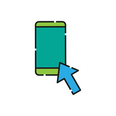 Mobile Phone with Arrow icon Vector Design. Smartphone icon with Arrow design concept for e-commerce, online store and marketplace website, mobile, logo, symbol, button, sign, app UI