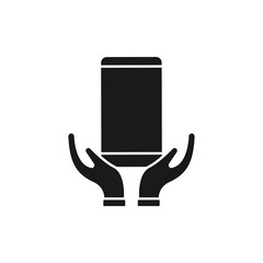 Mobile Phone with Hand icon Vector Design. Smartphone icon with Hand Gesture design concept for e-commerce, online store and marketplace website, mobile, logo, symbol, button, sign, app