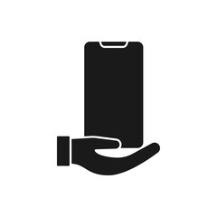 Mobile Phone with Hand icon Vector Design. Smartphone icon with Hand Gesture design concept for e-commerce, online store and marketplace website, mobile, logo, symbol, button, sign, app