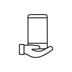 Mobile Phone with Hand icon Vector Design. Smartphone icon with Hand Gesture design concept for e-commerce, online store and marketplace website, mobile, logo, symbol, button, sign, app