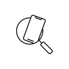 Mobile Phone Search icon Vector Design. Mobile phone icon with Searching design concept for smartphone, e-commerce, online store and marketplace website, mobile, logo, symbol, button, sign, App UI