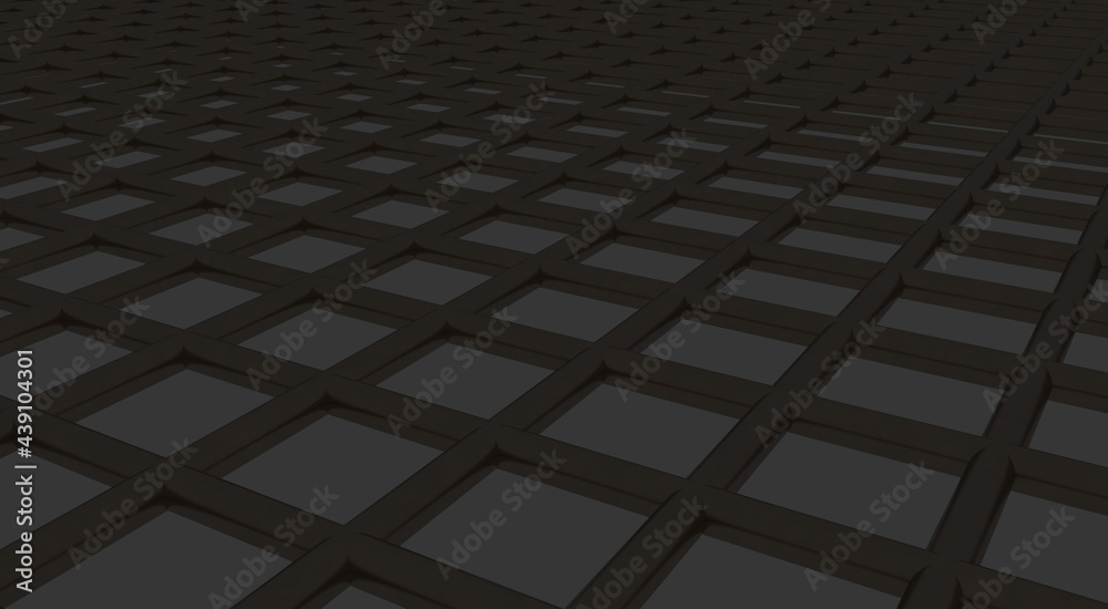 Poster gray textured volumetric lattice or mesh on a gray background. 3d rendering abstract image.
