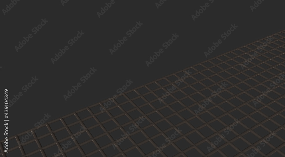 Poster gray textured volumetric lattice or mesh on a gray background. 3d rendering abstract image.