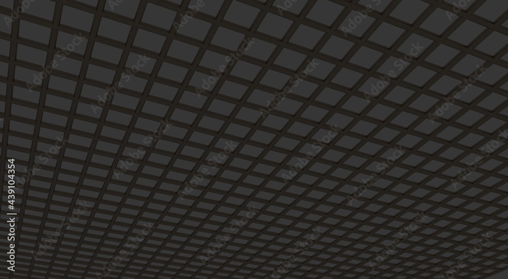 Poster gray textured volumetric lattice or mesh on a gray background. 3d rendering abstract image.