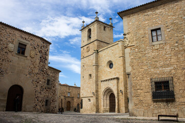 Fototapeta na wymiar Caceres, Spain. The Co-Cathedral of Caceres (Concatedral de Santa Maria) in the Old Monumental Town, a World Heritage Site