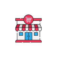 Modern Store icon Vector design Illustration. Store Building icon vector design for e-commerce, online store and marketplace. Modern Shop icon vector for website, mobile, logo, symbol, sign, app UI