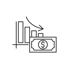 Money Chart icon Vector. Money stats with chart bar growing of rising and falling dollar vector design concept for Payment, Finance, Currency and Trading Business website, symbol, icon, sign, App UI
