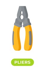 Vector illustration of pliers design. Construction tools. Tools for repair. Drawing of pliers tool vector icon for tool store.