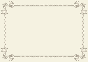 Old vintage frame. Retro floral rectangle. Decorative antique museum picture border or deco devider