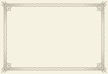 Old vintage frame. Retro floral rectangle. Decorative antique museum picture border or deco devider