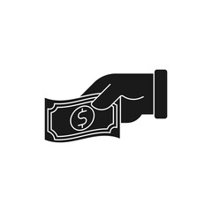 Money with Hand icon Vector Illustration. Money Cash on Hand icon vector design concept for Payment, Finance, Currency and Trading Business. Dollar Money icon for website, symbol, icon, sign, App UI