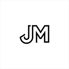 simple jm letter logo design vector with line and geometric abstract - obrazy, fototapety, plakaty