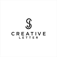 Naklejka premium sj logo design, js letter vector with simple line template