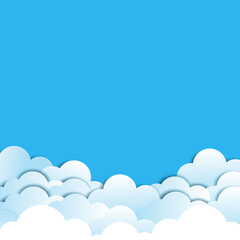 Paper cloud with shadow on blue background