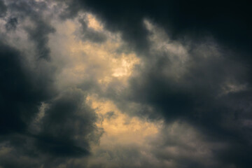 Fototapeta na wymiar Dramatic sky before storm. Background of dark clouds before hurricane.