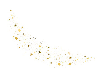 Gold flying stars confetti. Vector
