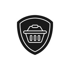 Secure Shopping icon Vector Illustration. Shopping Security and Safety with Shield icon design concept for e-commerce, online store and marketplace website, mobile, logo, symbol, button, sign, app UI