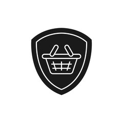 Secure Shopping icon Vector Illustration. Shopping Security and Safety with Shield icon design concept for e-commerce, online store and marketplace website, mobile, logo, symbol, button, sign, app UI