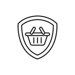 Secure Shopping icon Vector Illustration. Shopping Security and Safety with Shield icon design concept for e-commerce, online store and marketplace website, mobile, logo, symbol, button, sign, app UI