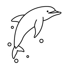 Line art vector illustration of a dolphin