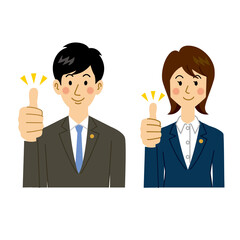 goodポーズをする弁護士の男女