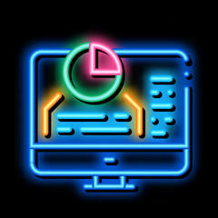 chart infographic success identity neon light sign vector. Glowing bright icon chart infographic success identity sign. transparent symbol illustration