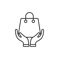 Shopping Bag with Hand icon Vector Design. Shopping Bag icon with Hand Gesture design concept for e-commerce, online store and marketplace website, mobile, logo, symbol, button, sign, app