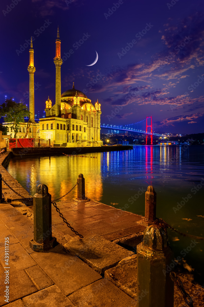 Sticker ortakoy mosque and bosphorus