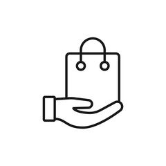 Shopping Bag with Hand icon Vector Design. Shopping Bag icon with Hand Gesture design concept for e-commerce, online store and marketplace website, mobile, logo, symbol, button, sign, app