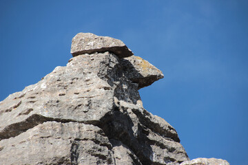 Eroded rock in the shape of a bird's head in El Torcal, Antequera.