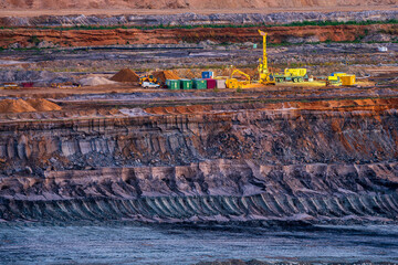Construction machinery in Hambach opencast mine, Germany.