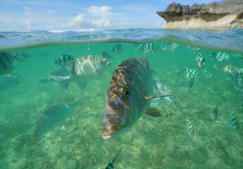 Fototapeta na wymiar Tropical fish underwater Okinawa in Japan