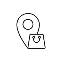 Shopping Bag with Location icon Vector Design. Shopping Bag icon with Location design concept for e-commerce, online store and marketplace website, mobile, logo, symbol, button, sign, App UI