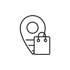 Shopping Bag with Location icon Vector Design. Shopping Bag icon with Location design concept for e-commerce, online store and marketplace website, mobile, logo, symbol, button, sign, App UI