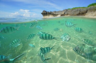 Tropical fish underwater Okinawa in Japan