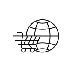 Shopping Cart with Globe icon Vector Design. Shopping Cart icon with Globe design concept for e-commerce, online store and marketplace website, mobile, logo, symbol, button, sign, App UI