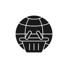 Shopping Cart with Globe icon Vector Design. Shopping Cart icon with Globe design concept for e-commerce, online store and marketplace website, mobile, logo, symbol, button, sign, App UI