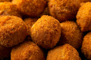 Meat free vegetarian mini picnic scotch eggs with micoprotein and herbs. vegan healthy food.