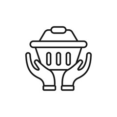 Shopping Cart with Hand icon Vector Design. Shopping Cart icon with Hand Gesture design concept for e-commerce, online store and marketplace website, mobile, logo, symbol, button, sign, app