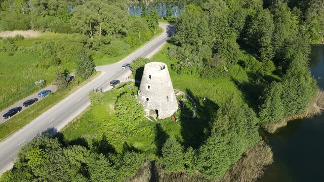 filming the old mill from a bird's-eye view