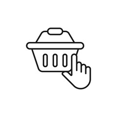 Shopping Cart with Hand icon Vector Design. Shopping Cart icon with Hand Gesture design concept for e-commerce, online store and marketplace website, mobile, logo, symbol, button, sign, app