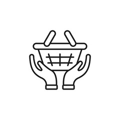 Shopping Cart with Hand icon Vector Design. Shopping Cart icon with Hand Gesture design concept for e-commerce, online store and marketplace website, mobile, logo, symbol, button, sign, app