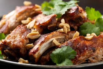 Chinese Pork ribs with peanuts and coriander