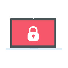 Computer with red screen. The concept of ransom computer virus infection from email