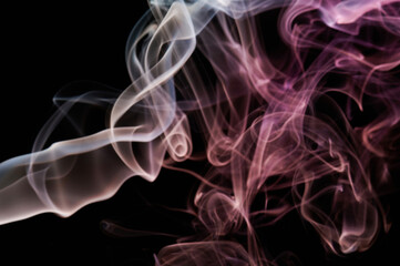 Curly pink transparent smoke swirls