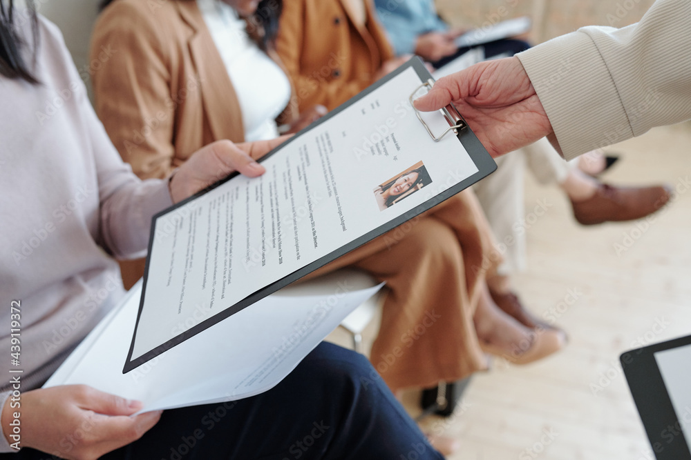Poster passing cv to recruitment manager