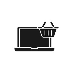 Shopping Cart with Laptop icon Vector Design. Shopping Cart icon with Laptop design concept for e-commerce, online store and marketplace website, mobile, logo, symbol, button, sign, app UI