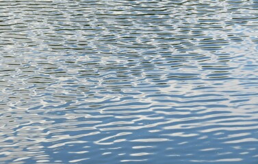 Natural ripples river water surface with sky reflection in Florida nature