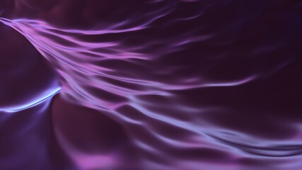 Neon night waves. Glowing 3d ultraviolet render with stormy ocean wave mesh