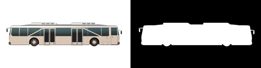 Shuttle Bus 1- Lateral view white background alpha png 3D Rendering Ilustracion 3D